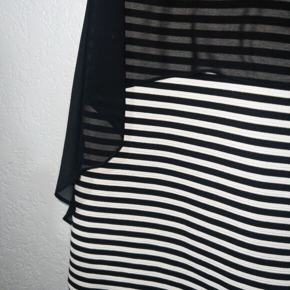 Panitti Black Overlay Striped A-Line Dress Size Medium‎ - Picture 6 of 10